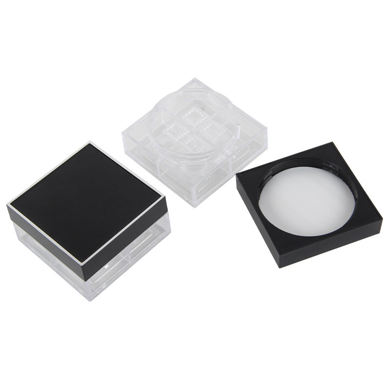 便携粉盒包材简约方形包装盒化妆品定妆粉散粉透明壳塑料彩妆包装