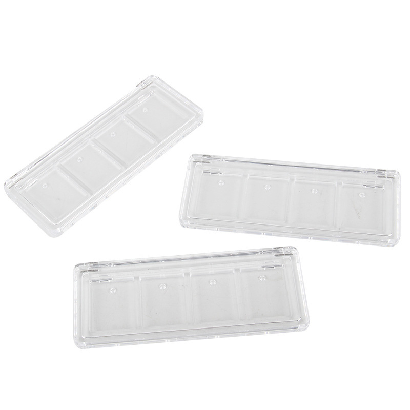 长方形眼影盒透明包装盒化妆品通用四格翻盖便携眼影盒