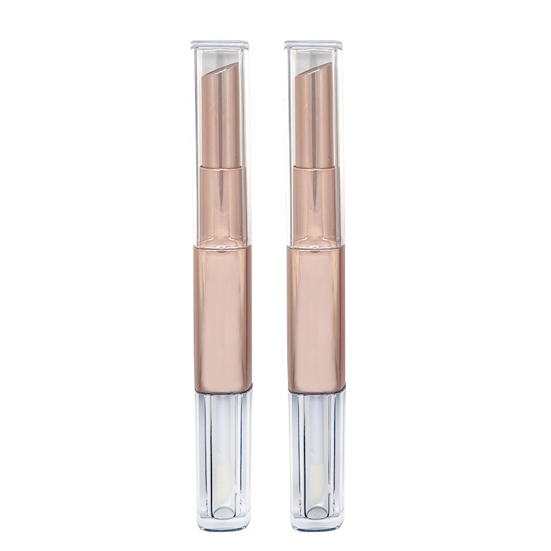 玫瑰金双头螺旋口红管唇彩管二合一口红唇釉空管唇膏彩妆