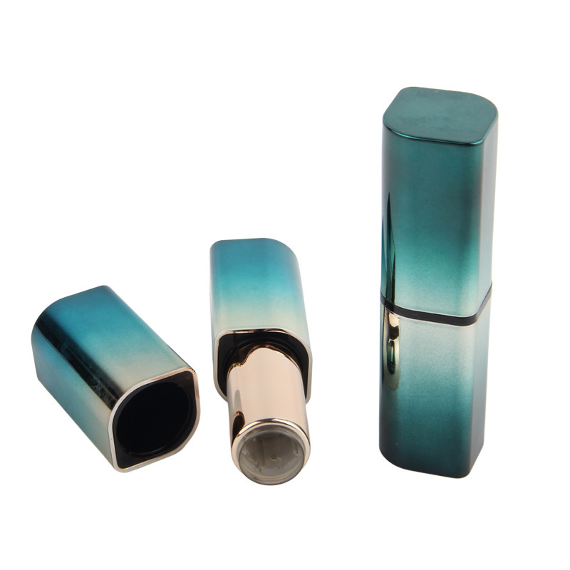 绿色渐变口红菱形空管包材批发 固体口红平口包装管塑料旋转空管