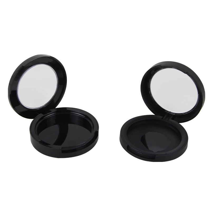 黑色粉盒包材便携式定妆粉饼盒化妆品翻盖